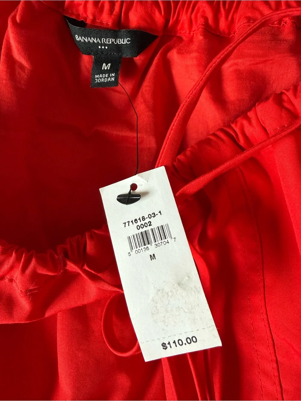 NWT BR M Cotton Poplin Drawstring Waist Full Midi Skirt